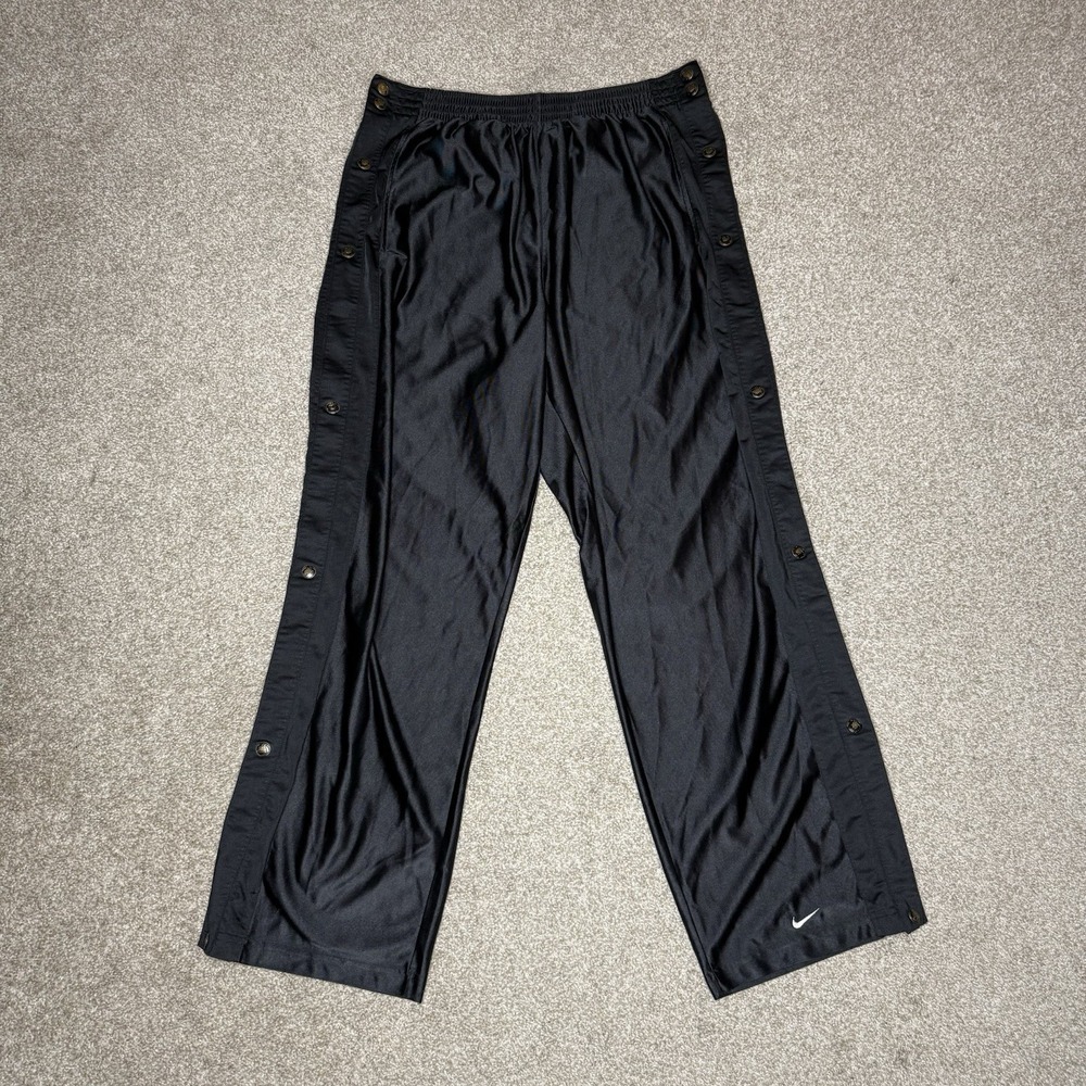 Vintage Nike Basketball Tear Away Sweat Pants Men's Size XLarge Black Y2K